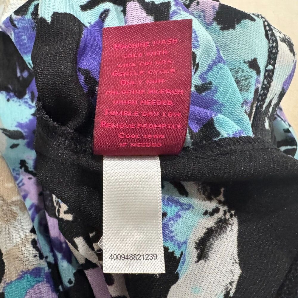 212 Collection Women Top Sz L Sleeveless Drape Neck Black Multicolor Print - Picture 7 of 7